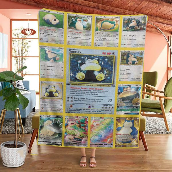 Anime Pokemon Snorlax Cards Custom Soft Blanket Pokemon Snorlax Blanket