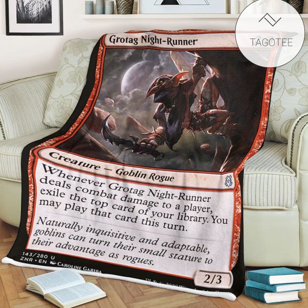 Znr 143 Grotag Night Runner Mtg Game Magic The Gathering Fleece Blanket Magic The Gathering Blanket