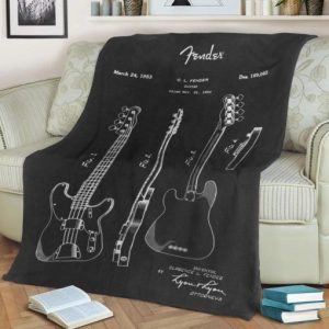 FENDER BASS BLUEPRINT BEST SELLER FLEECE BLANKET GIFT FOR FAN