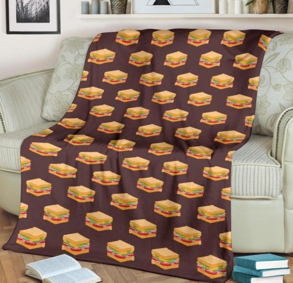 SANDWICH PATTERN PRINT DESIGN BROWN BEST SELLER FLEECE BLANKET GIFT FOR FAN