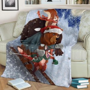 Skiing Christmas Premium Blanket
